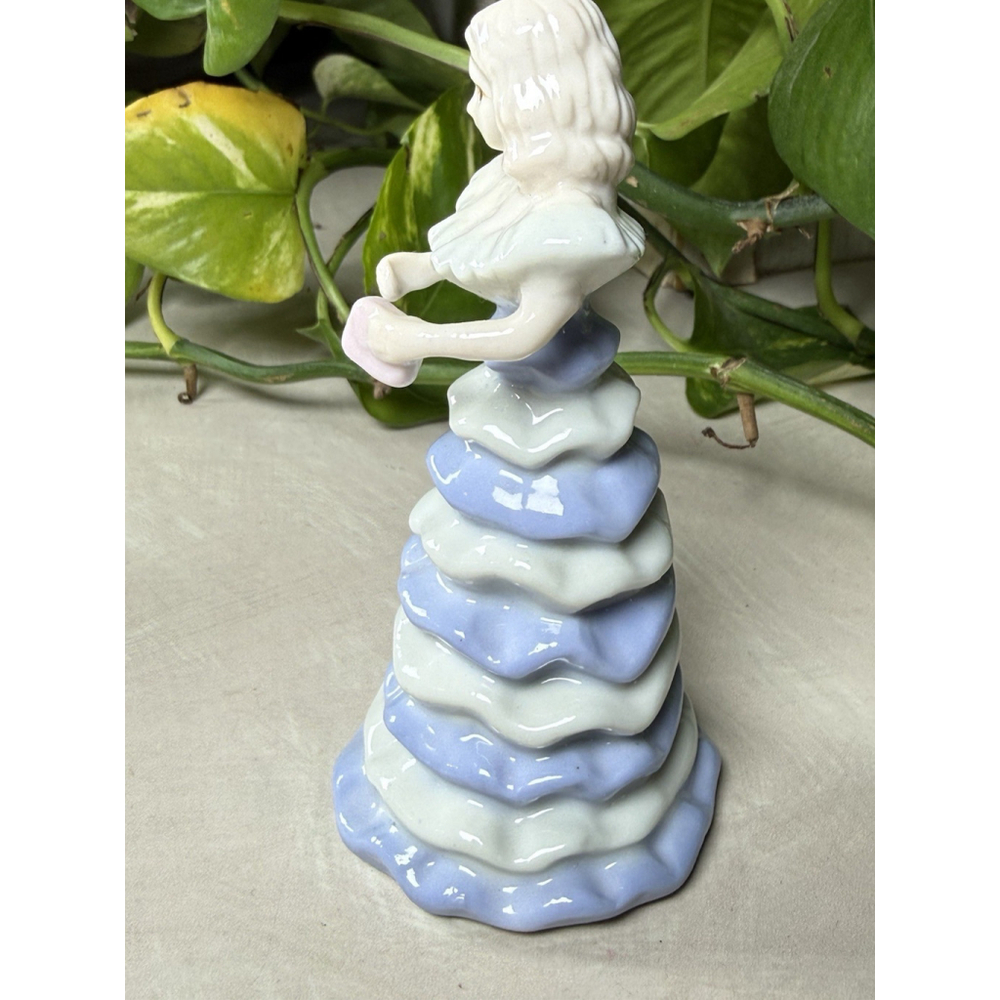 Ceramic Lady Figurine Ruffled Tiered Dress Christmas Tree Style 4.5” Light Blue - Picture 4 of 8